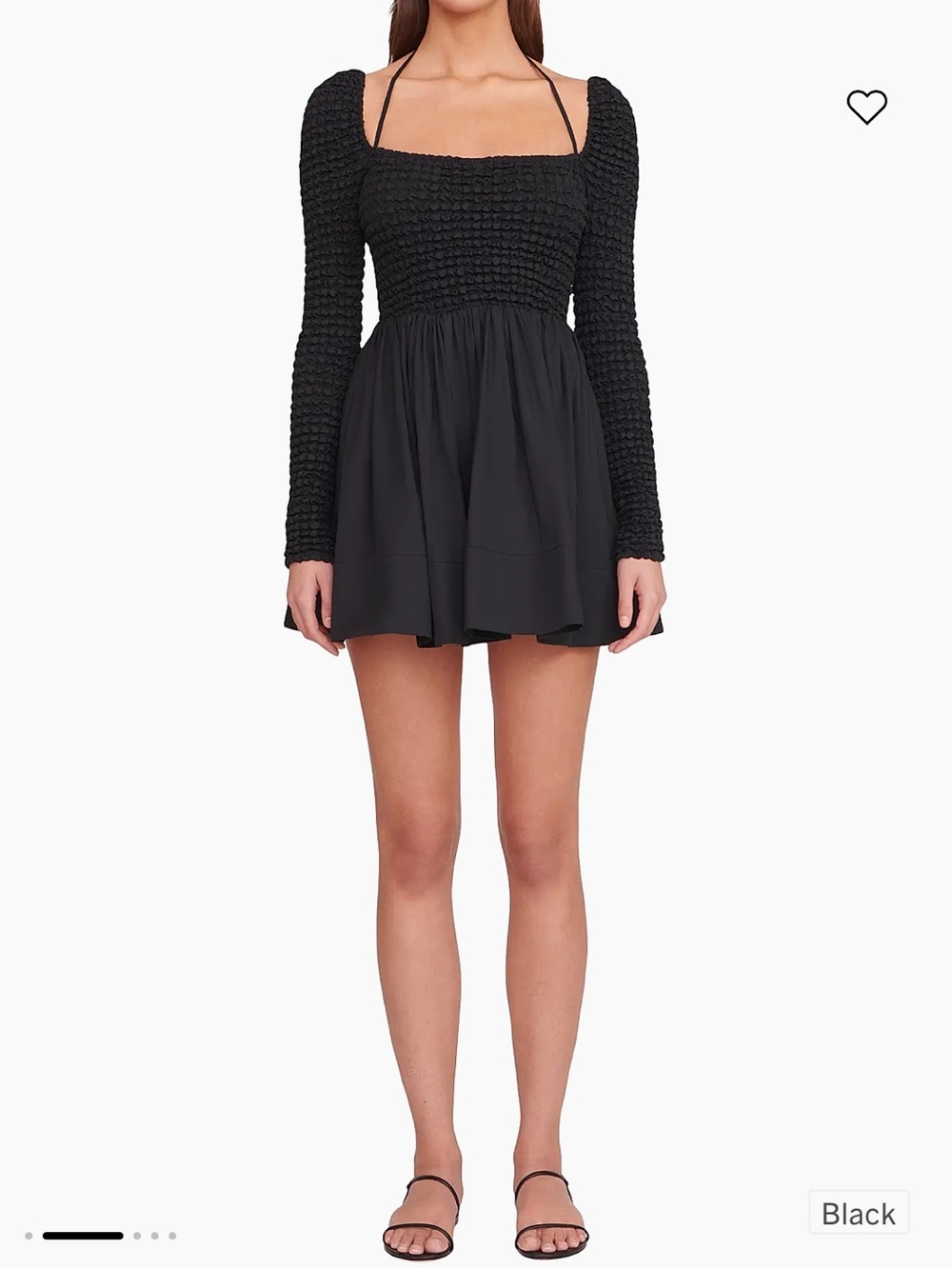 STAUD Black Flared Mini Dress